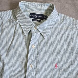 Ralph Lauren Classic Fit Men's Light Blue Seersucker Button-Down Shirt